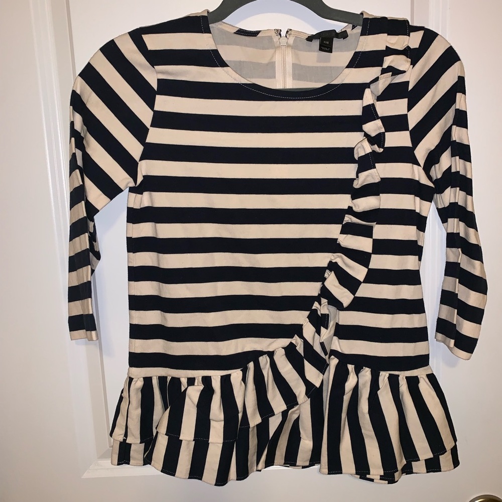 J.Crew Asymmetrical Striped Ruffle Top - Picture 2 of 4